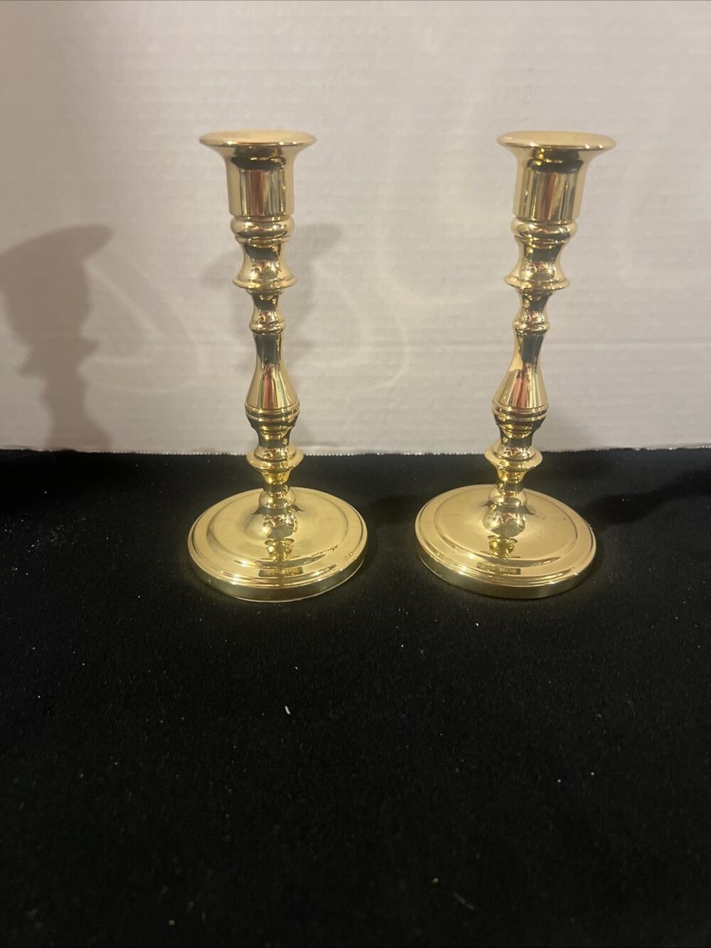 Vintage Baldwin Polished Brass Candlestick Candle Holders Heavyweight 6.5” Tall